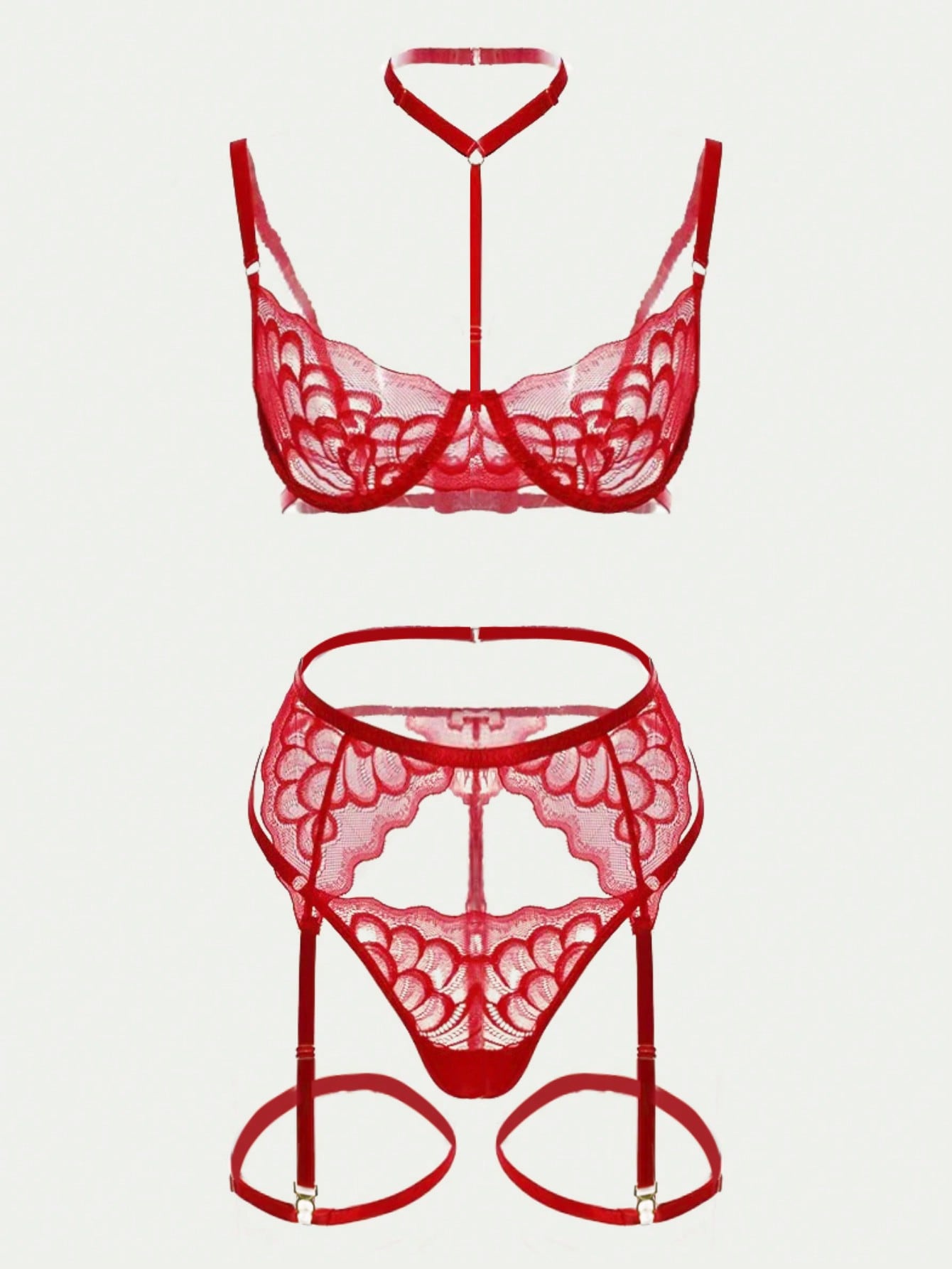 Ensemble Lingerie "Passion Écarlate" – Séduction et Raffinement – Image 2